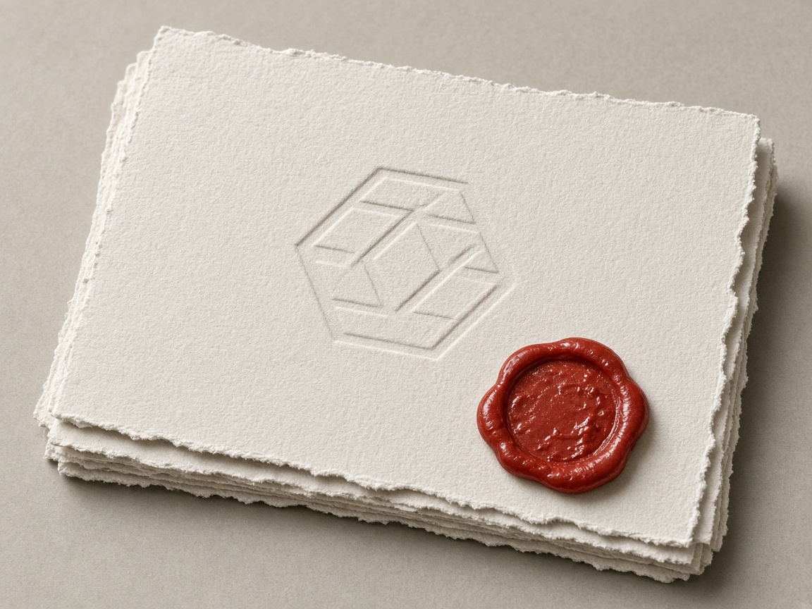 Cotton paper with a blind deboss and wax seal